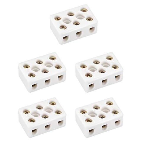 sourcing map 3 Way Ceramics Terminal Blocks Cover