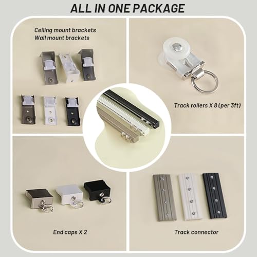 Riel de techo de aluminio negro de 3m ideal para separar dormitorios 6