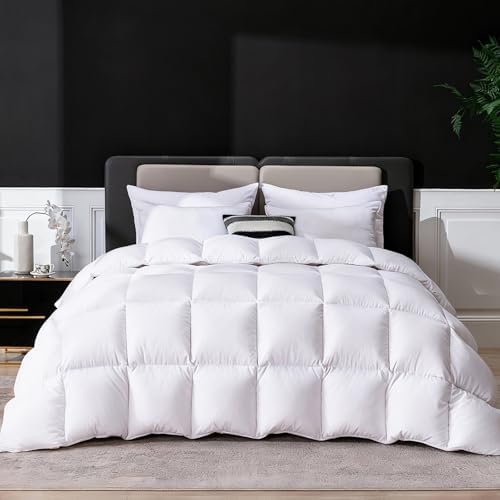 Luxury Goose Feathers Down Comforter King Size, 750 FP Fluffy All...