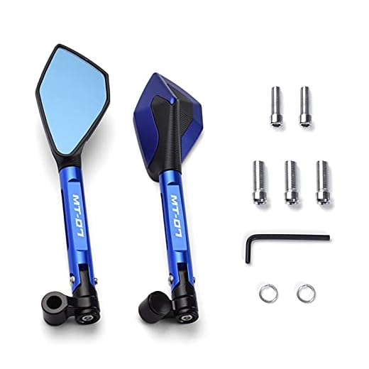 Motorcykel backview spegel Motorcykel Blåaktiga Backspeglar Motorcykel Backspeglar Moto Tillbehör CNC För Yamaha MT07 MT 07 MT-07 2014-2021 (Färg : Blå)