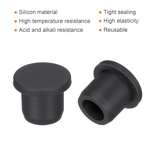 Image of MECCANIXITY High Temp Silicone Plug Mount Dia 11mm /0.43 Inch T Shaped Solid Rubber Stopper Hole Plugs for Coating Plating Waterproof Sealing Plugs Black Pack of 10(OD 15mm /0.59 Inch)