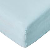 Muslin Crib Sheets for Baby Boys Girls, Neutral Fitted Crib Mattress Sheet for Standard Crib and Toddler Mattress, Soft and Breathable Bed Covers, 28” x 52” (Light Blue)