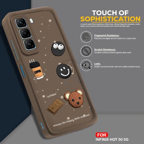 Image of AESTMO Back Case Cover for Infinix Hot 50 5G Cover | Cute Fun Cartoon 3D Ball | Coffee Silicone Case | Full Body Protection | Camera Protection Back Cover for Infinix Hot 50 5G (Brown)