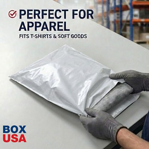 Image of BOX USA Shipping Bags 10 inch x 13 inch (100-Pack) White - Heavy Duty Self-Adhesive Envelope Poly Mailers for Packing, Secure Shipping, & Small Business Mailing