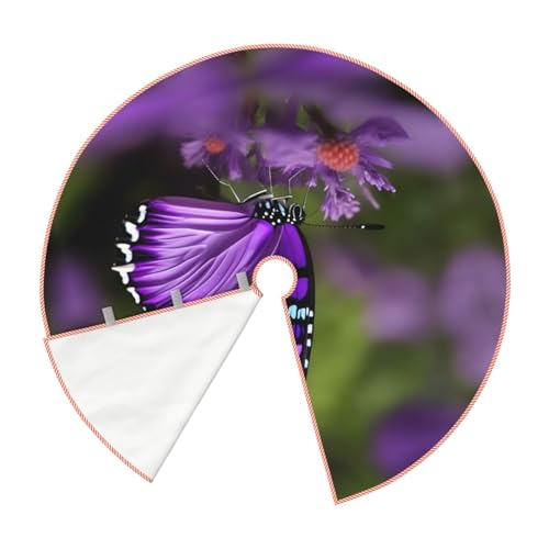 Jupe de sapin de Noël rustique épaisse couvre-pied arbre imprimé violet