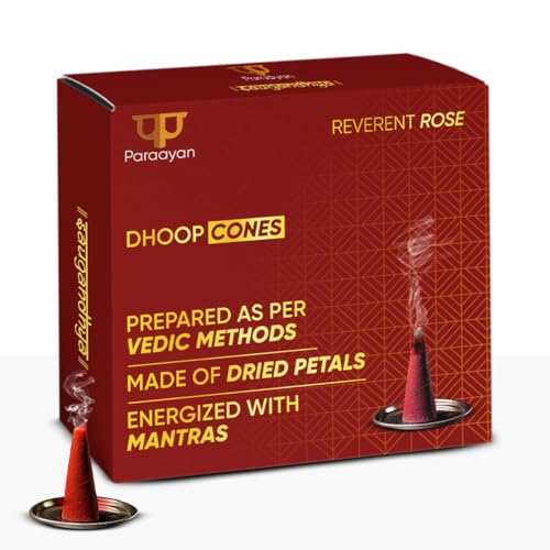 Image of Energized Dry Dhoop Cones | 40 Cones | Pack of 2 | Fragrance Rose Incence Cones | Bamboless Dhoop for Pooja Organic Dhoop Cones for Puja and Home