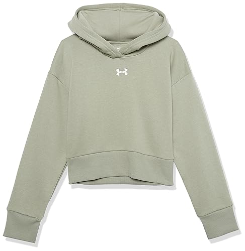 Image of Under Armour UA Rival Fleece Hooded Sweatshirt for Girls and Girls, (504) Forest Green / / White, L