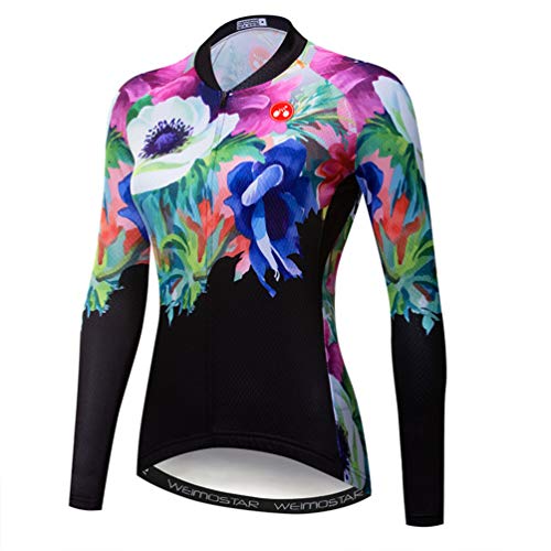 JPOJPO Long Sleeve Cycling Jersey Women Autumn Bike Shirt for Woman Road Mountain Biking Jacket Bicycle Tops with Pockets