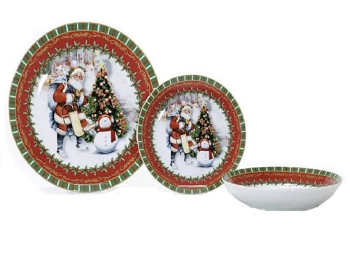 Servizio di Piatti Natale completo per 6 Persone 18 Pezzi