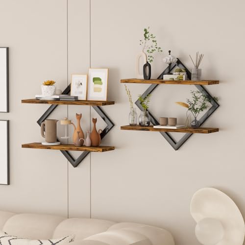 TIFFLOI Floating Shelves, 15 Inch Wall Shelf Set of 2,Hanging