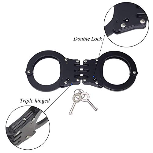 Yoghourds Double Lock Handcuffs, Adjustable Heavy Duty Steel Wrist Cuffs With 2 Keys & Handcuffs Holster In Police Edition Professional Grade #TOP1