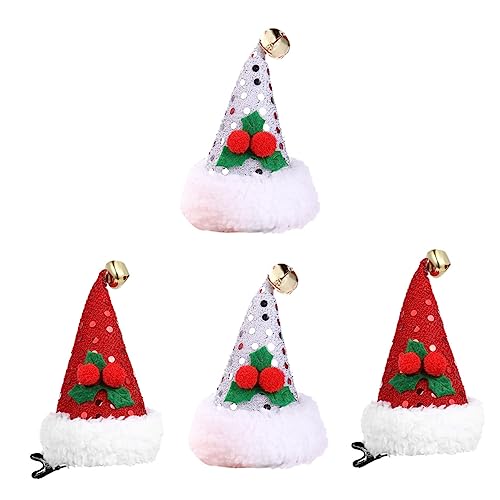 DEARMAMY 4 Stück Teiliges Set Weihnachts Haarspangen mit Santa Mütze...