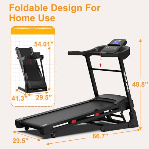 Image of 3.5HP Folding Treadmill with 0-15% Auto Incline, 400 LBS Capacity Home Running Machine, Bluetooth App Control, LED Display, Shock Absorption, Portable Electric Treadmill for Home