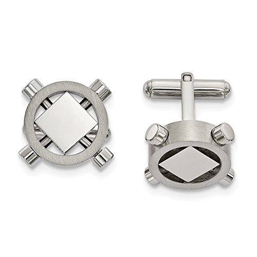 Mancuernillas de acero inoxidable para hombre 20mm x 17mm miniatura 1