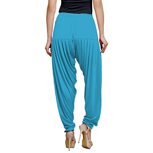Women's Cotton Spandex Patiala Pants – Stretchable Ethnic Bottom Wear with Pleats for Casual & Traditional Outfits (Turquoise)3