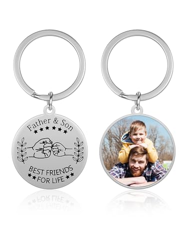 PiercingJ Custom Keychain with Picture Personalized Color Photo Pictures Message Keychain Anniversary Memorial Gift Silver for Family Lover
