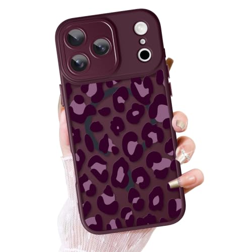 OOK Frosted Magnetic Case for iPhone 18 Pro, Burgundy Leopard
