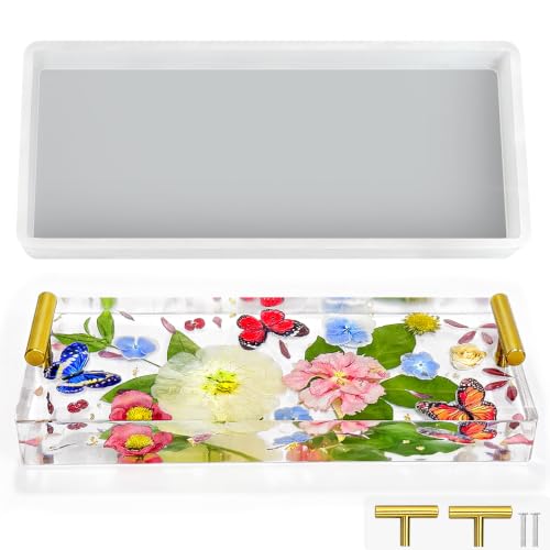 RESINWORLD 1 Deep Tray Mold Small Flat Tray Silicone Mold with Handles