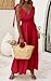 PRETTYGARDEN Women's 2025 Cross Neck Summer Sleeveless Tiered Maxi Dress Beach Tie Strap Smocked Long Dresses Pleated Sundress (Red,Large)