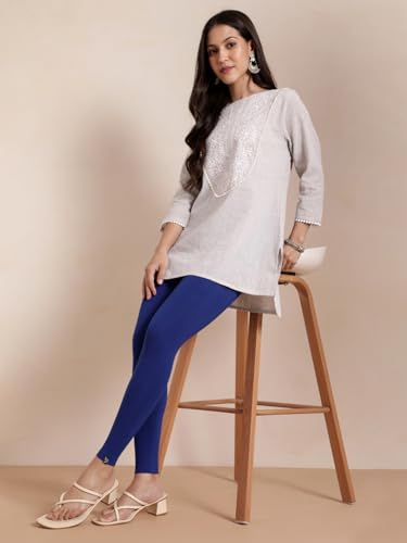 Image of TWIN BIRDS Super Stretchable Cotton Elasthane Fabric Ankle Length Leggings for Women