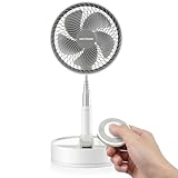 【2026年夏モデル】KEYNICE 扇風機 折りたたみ リビング サーキュレーター DCモーター 静音 自動首振り 7200mAh大容量バッテリー 最大30時間連続稼働 充電式 コードレス リモコン付き（ナイトライト/マグネット式） 4段階風量 タイマー 伸縮式 高さ調節 卓上 室内 キャンプ アウトドア 防災 暑さ対策 MS-Q8 (ホワイト×グレー)