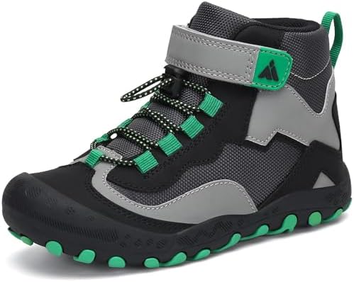 Mishansha Kinder Wanderschuhe rutschfest Trekkingschuhe Gr.24-28 | Jungen Mädchen ,Leichte,Atmungsaktiv,übergangsschuhe,Kinderschuhe,Outdoorschuhe Klettverschluss