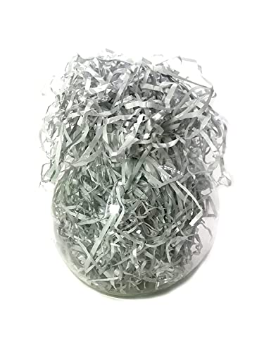 Image of Eco Sarras Confitti Shredded Paper Crinkle Grass Strips for Gift Tray Hamper Packaging, Box Filler, Basket Filler, Christmas Festival Decoration Paper (100 GM, Metallic Silver)