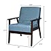 Giantex Mid-Century Modern Accent Chair, Retro Fabric Armchair, Solid Hardwood Made, Upholstered Linen Lounge Arm Chair for Living Room (1, Blue)