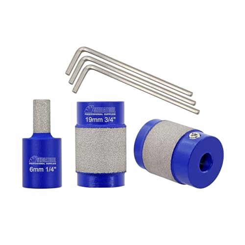 SHDIATOOL Punte Diamantata per Vetro Colorato, Fresa Diamantata per Vetro, Strumenti e Forniture per Vetrate per Mola per Cristallo (3 pezzi 6/19/25 mm)