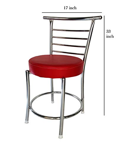 Image of SOMRAJ Chair Comfortable Multi Purpose Home Dining Restaurant Chair with a Leather Cushion Steel (Model) Heavy Duty (1, Red, Standard)