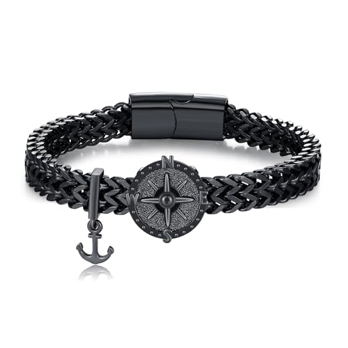 Pulsera brújula para hombres de plata 925 8.5 pulgadas miniatura 1