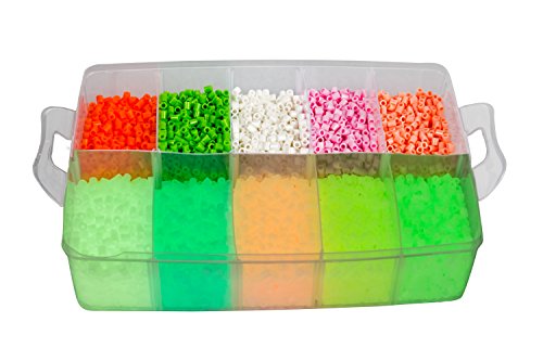 Fuse Beads 20,000 Bulk Creativity Builder Kit- 20 Presorted Muli Colors (5 Glow Dark) W Tweezers, Peg Boards, Melt Ironing Paper, Case - Works With Perler, Pixel Art Craft Project, Kids Holiday Party #TOP2