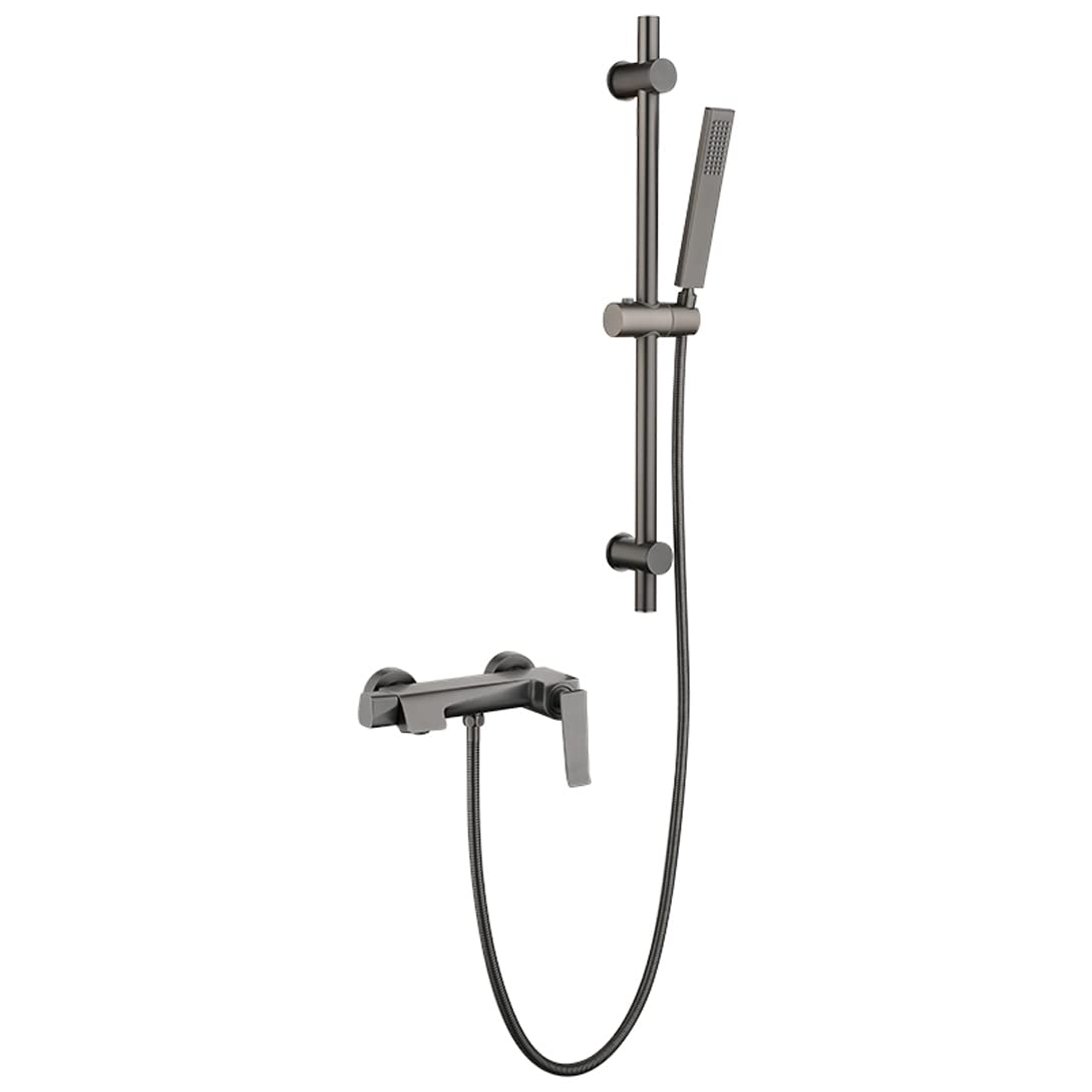 Robinet de douche mural mitigeur eau chaude froide et douchette baignoire sur tige