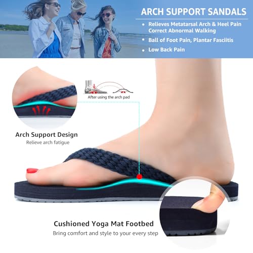 Image of STQ Women Quick Dry Flip Flops with Yoga Mat Sole Arch Support Thong Sandal | Instant Comfort Flip Flops With Padded Straps, Yoga Mat Cushioning, Non Slip Tpr Sole, Durable Design For Everyday Wear