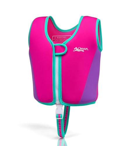 OMYAFL Toddler Swim Vest Kids Floaties Boys Girls Swim Float Jacket Buoyancy Swimwear (Pink, Large(4-6yrs/45-60lbs))