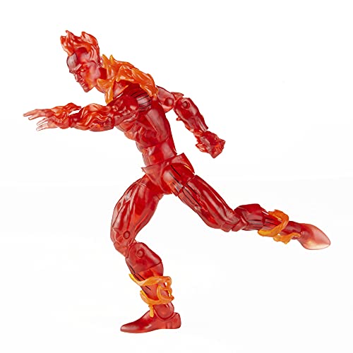 Marvel Classic - Hasbro Marvel Legends Series Retro Fantastic Four - Figura Coleccionable de la Antorcha Humana de 15 cm - 4 Accesorios, F0351