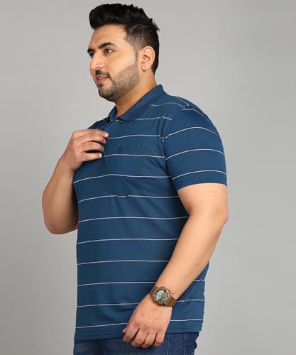 Image of INKKR Plus Size Men's Regular Fit Striped Polo Tshirt Combo
