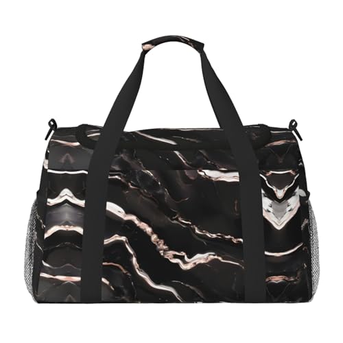 Sac de sport marbre noir et or rose cabine sous siège d'avion voyage