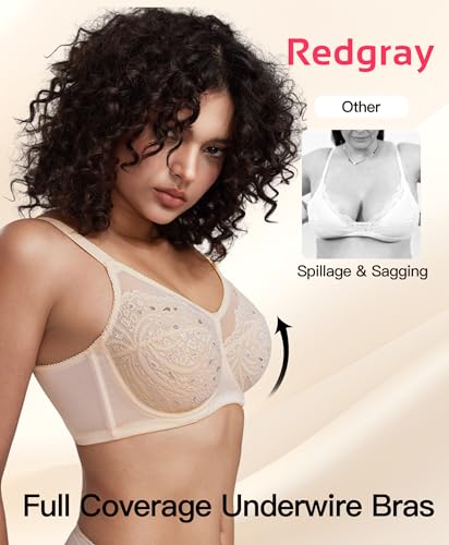 Image of Minimizer Bras for Women Full Coverage Lace Unlined Underwire Bras