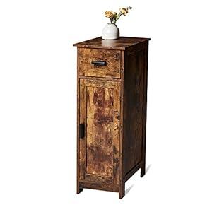 Tianlang Retro Industrial Storage CabinetFloor Cabinet with 1 Drawer and 1 DoorsMultifunctional Cabinet for Living RoomKitchenBathroomEasy to Place Stable Wood FrameRetro Brown LJBC001F