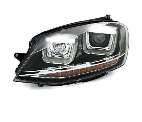 reflektory tfl reflektory czołowe kierowcy i pasażera zestaw reflektorów montaż projektor światła przednie lampy samochodowe czarne reflektory lhd kompatybilne z Volkswagen Golf 7 2012 2013 2014 2015 2016 2017 VP496