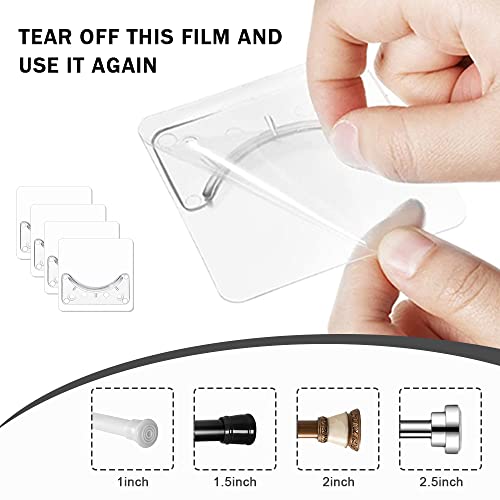 CORTNEY 4 Pcs Adhesive Shower Curtain Rod Holder, Wall Mounted Shower Curtain Rail Holder, Self Adhesive Rod Mount Retainer for Wall Stick No Drilling(Rod Not Included) - Image 3
