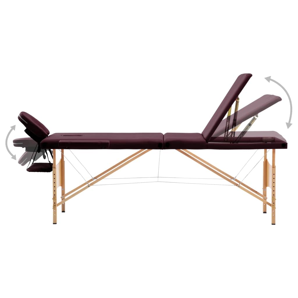 Table de Massage Pliable 3 Zones Violet vin,Santé & beauté,Hygiène personnelle,Massage & Relaxation,Tables de Massage,18.85 kg-110190