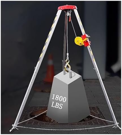 Heavy Duty Fall Arrest Kit with Rescue Tripod & Winch - Portable Industrial Lifting Equipment, Manhole Safety Gear, Durable Aluminum Construction for Confined Spaces Rescue Solutions