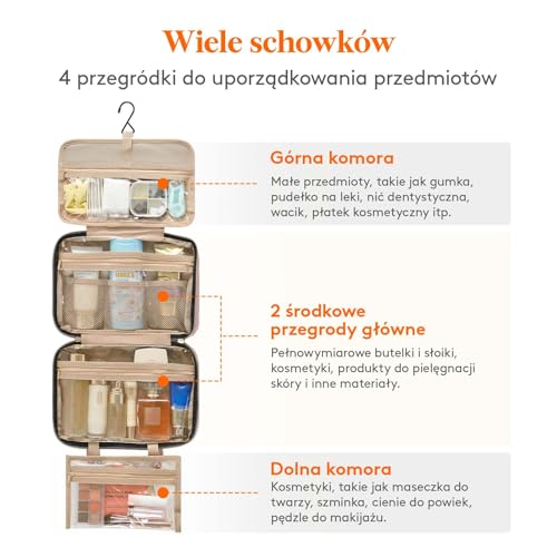 Lifewit Podróżna Torba na Kosmetyki, Duża Wisząca Torba na Kosmetyki Organizator dla Kobiet, Przezroczysta Podróżna Z Wiszącym Haczykiem na Pełnowymiarowe Butelki,Średni, Różowa