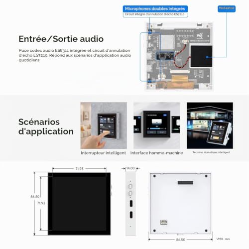 Waveshare ESP32-S3 Smart 86 Box Development Board, Support 2.4GHz Wi-FI & BT BLE 5, Onboard 4inch 480x480 Pixel Touch Display, 5-Point Touch, RGB Interface – vue 6