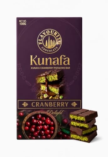 Image of Flavourito Kunafa Cranberry Pistachio Chocolate Bar 100g, Satisfying, Sharp Snap Of Smooth Milk Chocolate that Gives Way to a Creamy, Rich, and Nutty Pistachio (DF) (Cranberry)