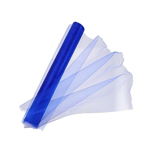 TEHAUX 1 Roll Saman Sheer Yarn Wedding Layout Gauze Party Gauze Ribbon Tulle Wedding Dress Gauze Tutu Spool Glittered Decorative Gauze Ribbon Nativity Decor Hand Decor Organza Ribbon Blue