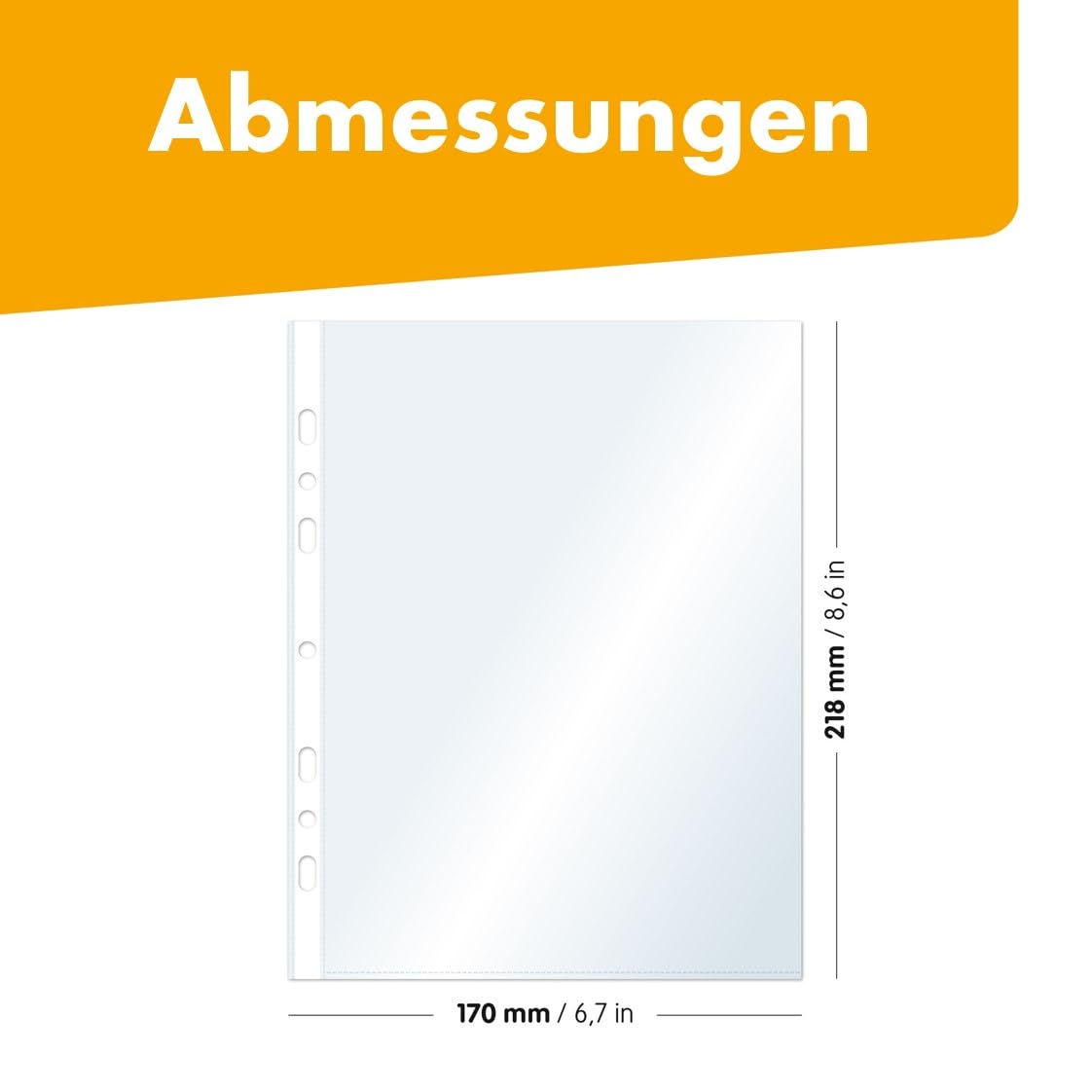 perfect line, 100 Poly Pockets A5, Punched Pockets, Plastic Sleeves for A5 Paper, polypockets Clear DIN-A5, Transparent, matt - Image 4