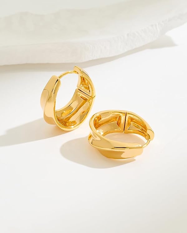 FAUTHENTICUTE Chunky Twisted Gold Hoop Earrings for Women by FAUTHENTICUTE - Used condition - Image 4